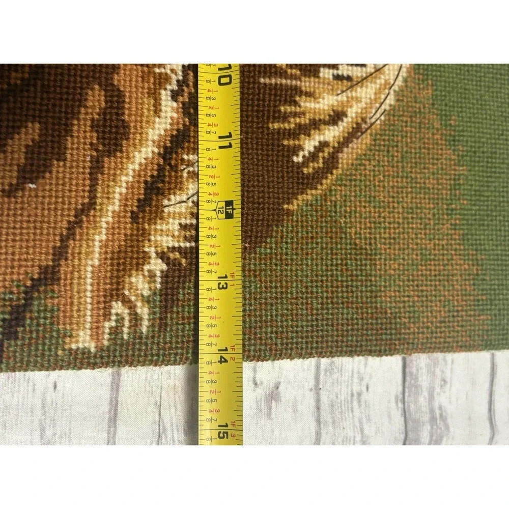 Vintage 80s Handmade Needlepoint Unframed Wall Art Wild Horses 12x14